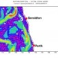 Leeuwin Ocean currents (in colour) off the West Coast of Australia (land is white)