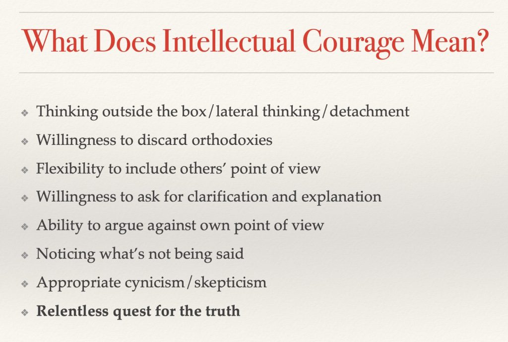 intellectual courage in critical thinking examples